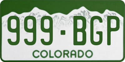 CO license plate 999BGP