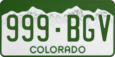 CO license plate 999BGV