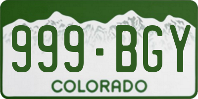 CO license plate 999BGY