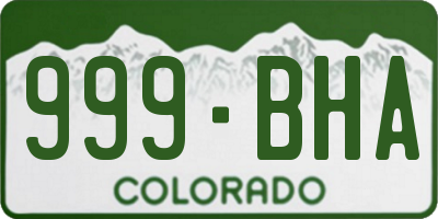 CO license plate 999BHA
