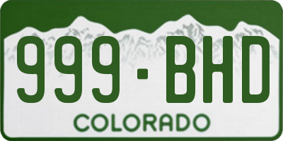 CO license plate 999BHD