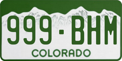 CO license plate 999BHM
