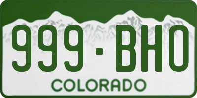 CO license plate 999BHO