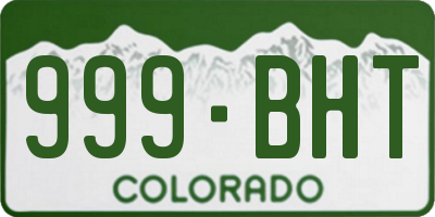 CO license plate 999BHT