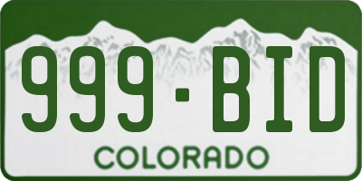 CO license plate 999BID