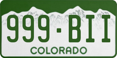 CO license plate 999BII