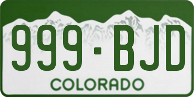 CO license plate 999BJD