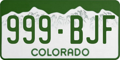 CO license plate 999BJF