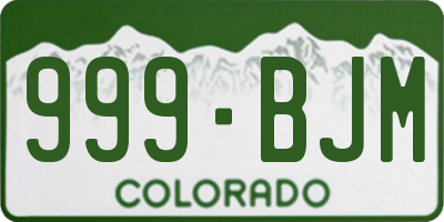 CO license plate 999BJM