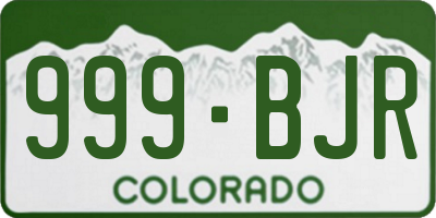 CO license plate 999BJR