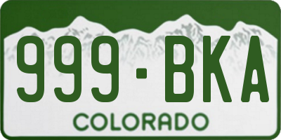 CO license plate 999BKA