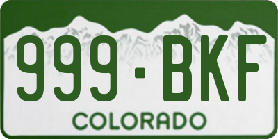 CO license plate 999BKF