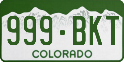 CO license plate 999BKT