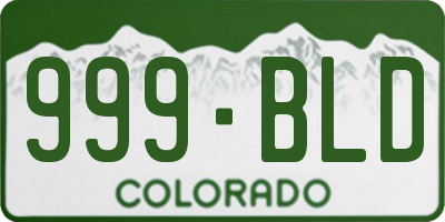 CO license plate 999BLD