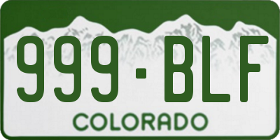 CO license plate 999BLF