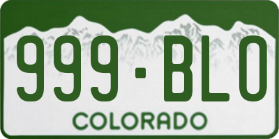 CO license plate 999BLO