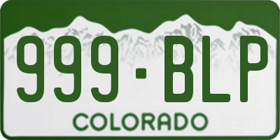 CO license plate 999BLP
