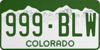 CO license plate 999BLW