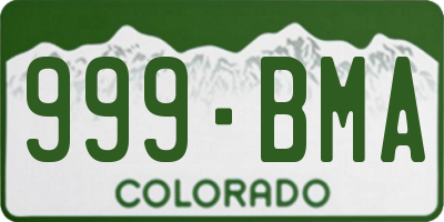 CO license plate 999BMA