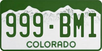 CO license plate 999BMI