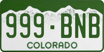 CO license plate 999BNB
