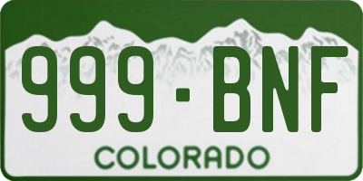 CO license plate 999BNF