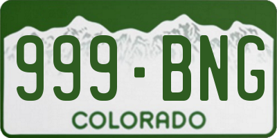 CO license plate 999BNG
