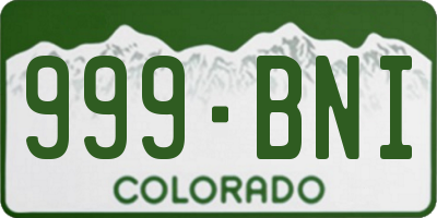 CO license plate 999BNI