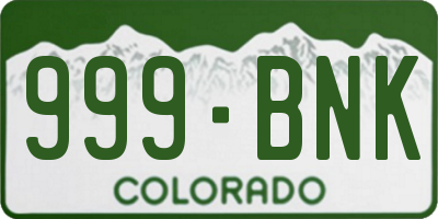 CO license plate 999BNK