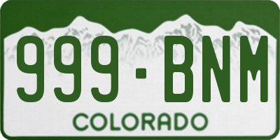CO license plate 999BNM