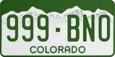 CO license plate 999BNO