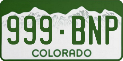 CO license plate 999BNP