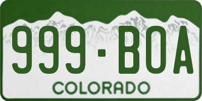 CO license plate 999BOA