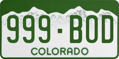CO license plate 999BOD
