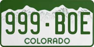 CO license plate 999BOE