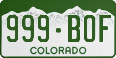 CO license plate 999BOF