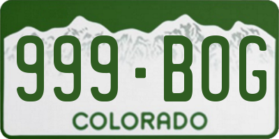 CO license plate 999BOG
