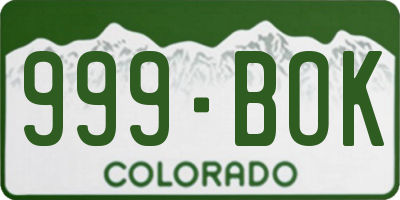 CO license plate 999BOK