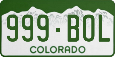 CO license plate 999BOL