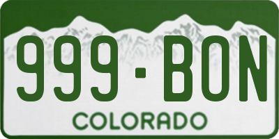 CO license plate 999BON