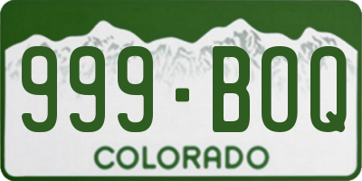 CO license plate 999BOQ