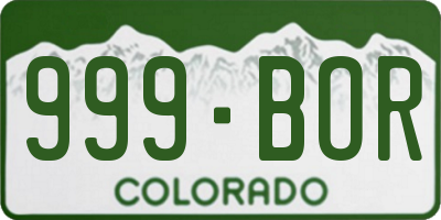 CO license plate 999BOR