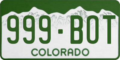 CO license plate 999BOT