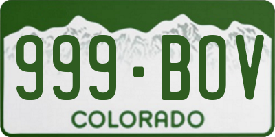 CO license plate 999BOV