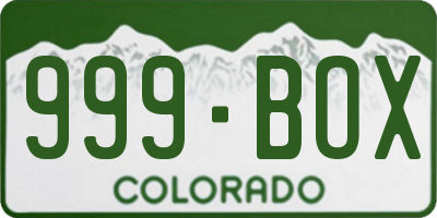 CO license plate 999BOX