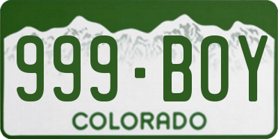 CO license plate 999BOY