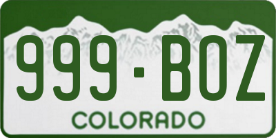 CO license plate 999BOZ