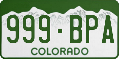 CO license plate 999BPA