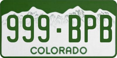 CO license plate 999BPB