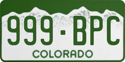 CO license plate 999BPC